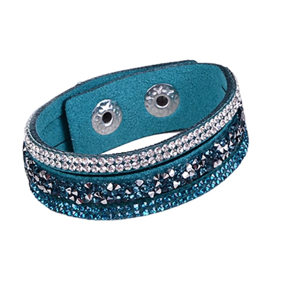 Blue Rhinestone Double Wrap Bracelet